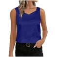 thumbnail image 2 of ClodeEU Women's Satin V Neck Sleeveless Tank Top ,Solid Color Casual Camisole Blue,Women's Plus M, 2 of 6
