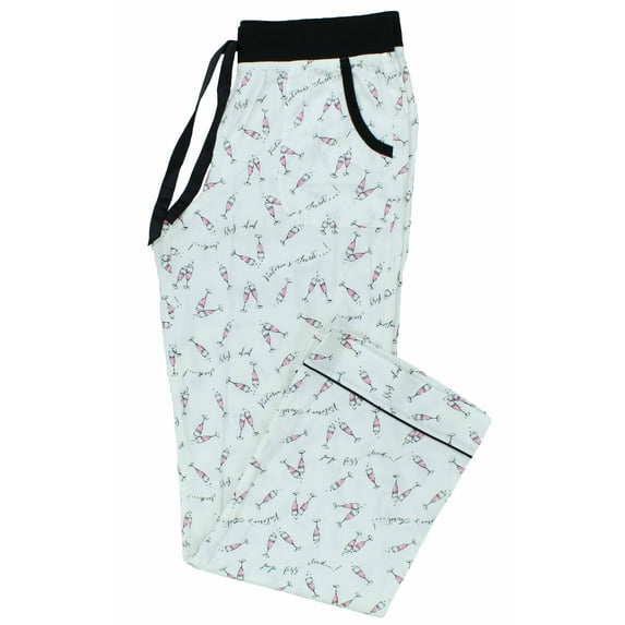 Victoria's Secret Women's Lightweight Flannel Pajama Pants (White Champagne, Small)
