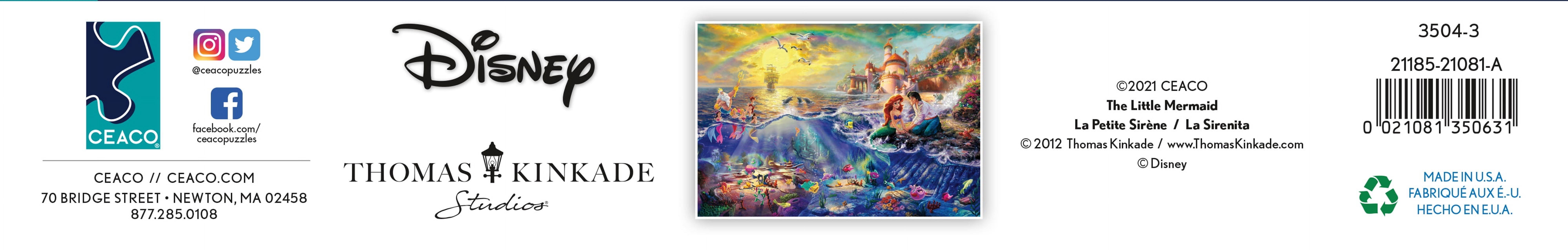 Ceaco 2000-Piece Thomas Kinkade Disney The Little Mermaid Interlocking Jigsaw Puzzle