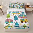 thumbnail image 2 of Homewish Colorful Retro RV Car Tent Zipper Full Size Comforter Sets with Fitted Sheet and 2 Pillowcases, Rainbow Pine Zipper Bedding Set for Boys and Girls, Reversible, 4pcs, 2 of 6