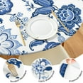 thumbnail image 5 of 44in Round Tablecloth with Elastic Edge, Waterproof Fitted Table Cover for 36-44" Tables, Floral Theme Polyester Reusable Table Cloths Wipe Clean for Picnic, Dining, Outdoor Use and Party Decor, 5 of 7
