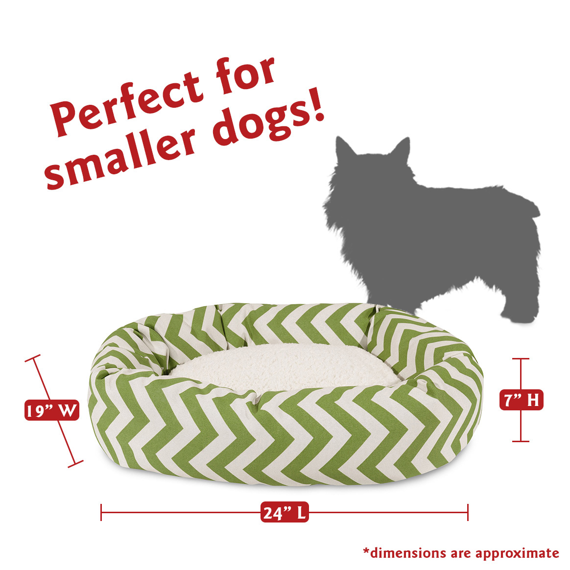 Majestic Pet Sherpa Chevron Bagel Pet Bed for Dogs, Calming Dog Bed Washable, Small, Sage - image 3 of 5