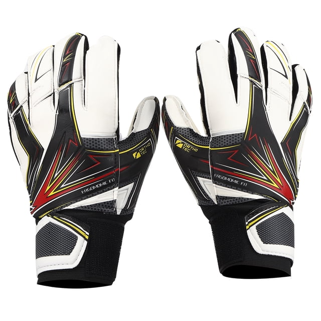 Un par de guantes de portero de fútbol para niños, antideslizantes, de látex, número 6, guante de portero de balón de fútbol (tamaño libre negro) YUNYI BRAND Deportes