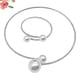 thumbnail image 3 of 2Pcs Conjunto de collar de cadena de mano de perlas Señoras de moda Pulsera de perlas Novia Joyería Cuello Gargantilla Accesorio de vestido de novia (Plata), 3 of 3