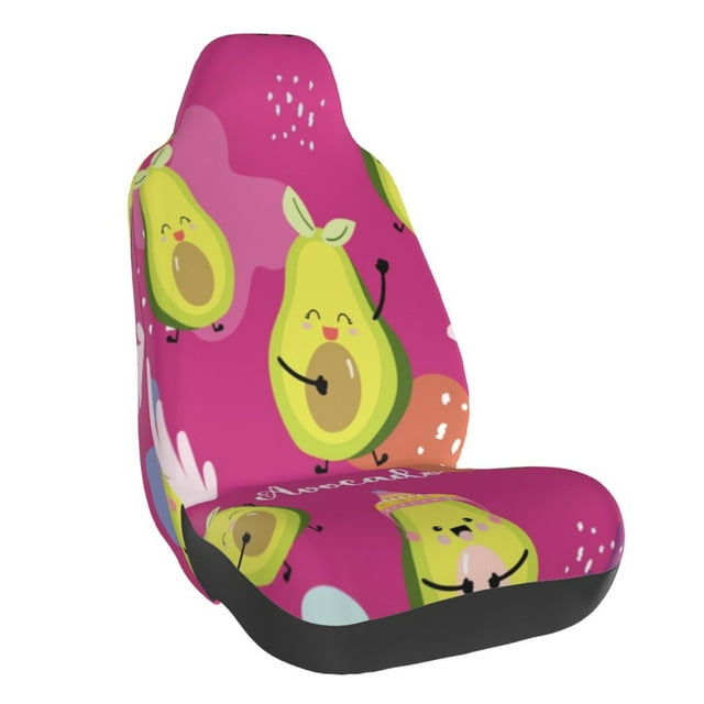 Wukai Pink Green Avocado Full Set Car Seat Covers with Soft Padding Universal Auto Front Seats Protector and Cushion Mat
