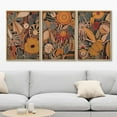 thumbnail image 2 of IDEA4WALL Framed Canvas Print Wall Art Set of 3 Retro Flowers Nature Wilderness Watercolor Floral Modern Art Boho Vintage Decorative Rustic Chic Artwork for Home Decor - Natural 16"x24"x3, 2 of 5
