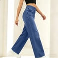 thumbnail image 5 of LWavelet Denim Pants Women Lightweight Wide Leg Jeans Summer Fall High Waisted Straight Leg Trousers with Pockets, 5 of 7
