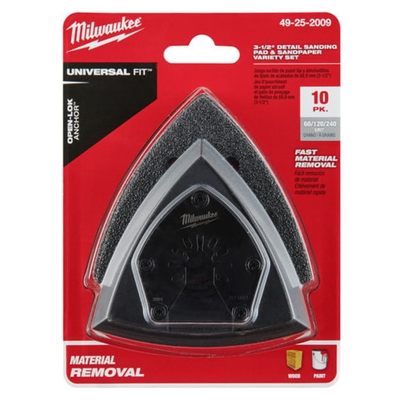 1 Set, Milwaukee 49-25-2009 Open-Lok 3-1/2 In. Sanding Pad And Paper Var Set