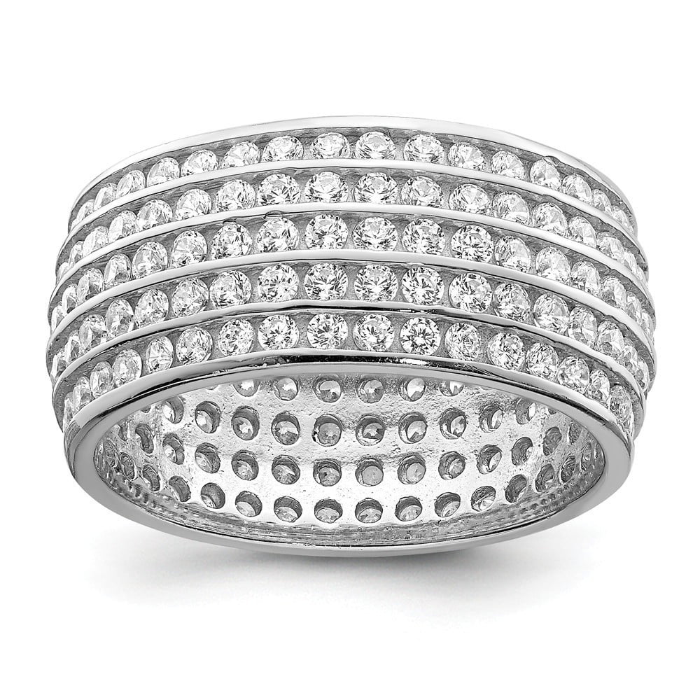 Sterling Silver Eternity Ring Solid Silver Rhodium 5-row Eternity Ring