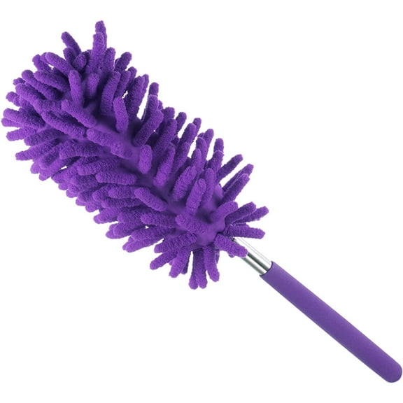 Microfiber Duster for Cleaning, 11 to 31 Inch Washable Extendable Brush for Window, Furniture, Ceiling Fan, Purple