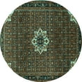 thumbnail image 1 of Ahgly Company Indoor Round Medallion Turquoise Blue Traditional Area Rugs, 3' Round, 1 of 4