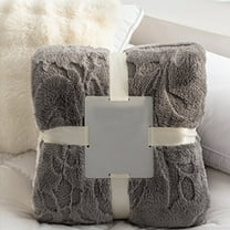 Nkmbld Fleece Throw Blanket for Bed, Double Layer Thickened Velvet Blanket, Fuzzy Throw Blanket for Bed Soft Furry Bed Cozy Comforter, Gray