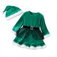 thumbnail image 1 of Robe de Père Noël Rouge à Manches Longues en Tulle pour Fillettes avec Chapeau, 1 of 6