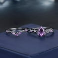 thumbnail image 2 of Pear Cut Amethyst Nature Inspired Ring Set in 14k Black Gold Finish - Bridal Wedding Ring Set - February Birthstone, 2 of 2