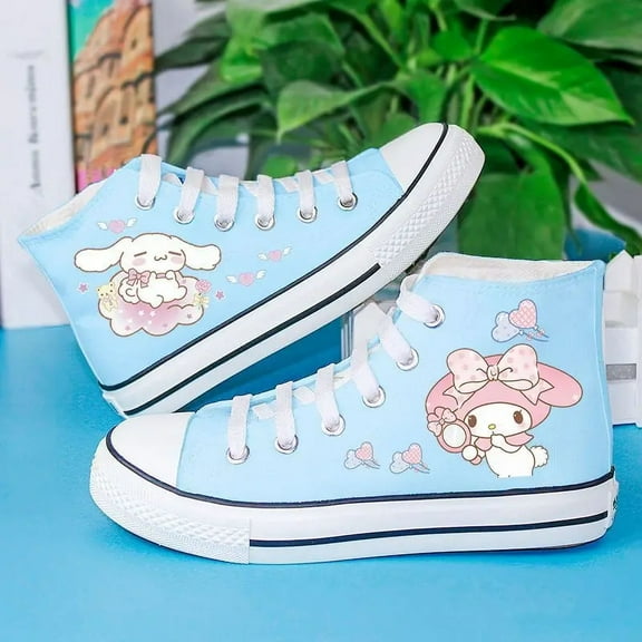 Sanrio Kawaii Kuromi Students High-top Canvas Shoes Cinnamoroll My Melody Anime Cartoon Cute Versatile Fashion Graffiti Sneakers