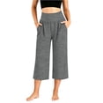 thumbnail image 2 of Drovellove Women's Plus Size High Waisted Cropped Wide Leg Yoga Pants - Casual Loose Trousers with Pockets, Soft Stretchy Everyday Wear for Lounging, Travel, or Relaxed Office, 2 of 8