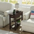 thumbnail image 5 of Narrow End Table Set of 2,Side Table Living Room with USB Ports & Power Outlets and Hidden Drawer, 3-Tier Skinny Nightstand with 2 Open Storage Shelves for Small Place(Espresso), 5 of 12