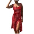 thumbnail image 1 of Vestido floral con encaje y estampado de lunares para mujer: gasa, largo hasta la rodilla, verano, playa y bodas, informal a formal, 1 of 5