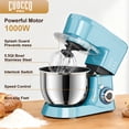 thumbnail image 3 of CUOCCO PRO 1000W Stand Mixer - Electric Stand Mixer with 5.5Qt Bowl, 11 Speeds, Dough Hook & Whisk & Beater, Tilt-Head, Dishwasher Safe, Suction Base, Blue, 3 of 10