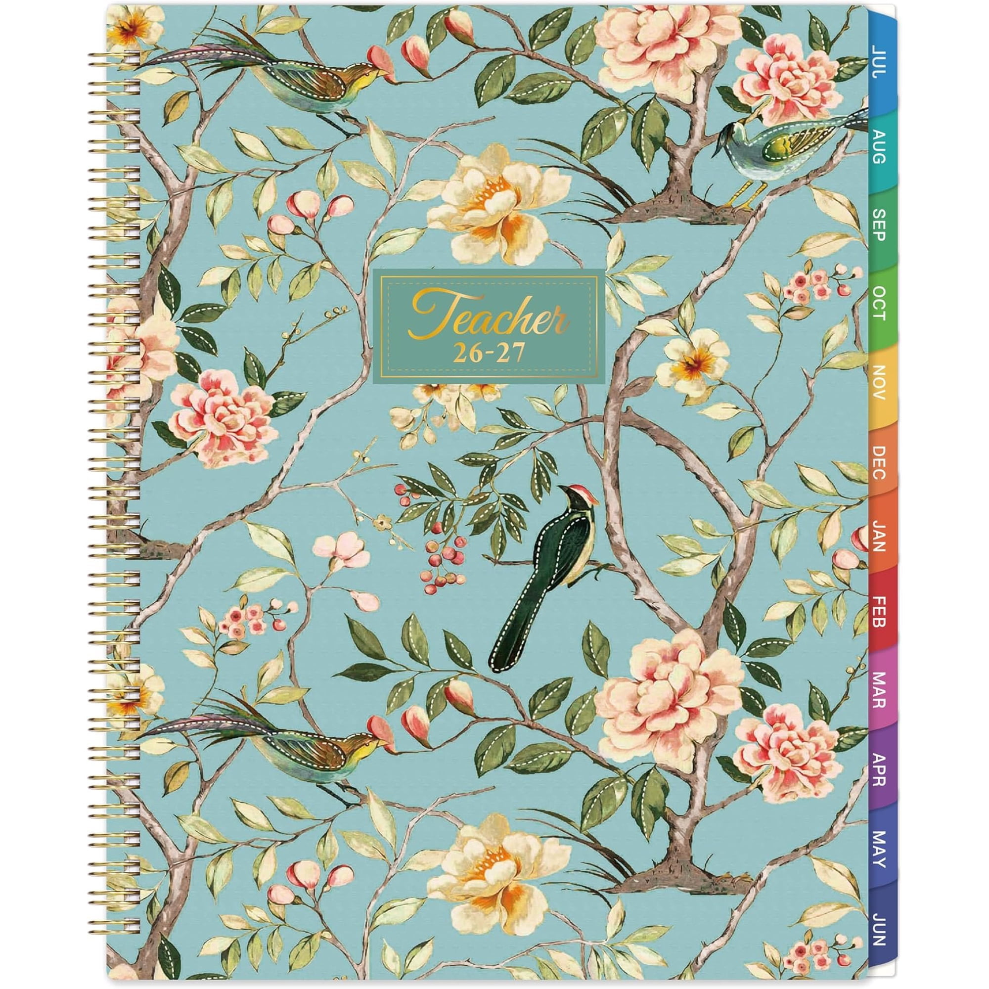 Teacher Planner 2026-2027, Teacher Lesson Planner 2026-2027, July 2026 - June 2027, 8.42" x 11.02", Version Inner Paper with Spiral Bound, Colorful Monthly Tabs