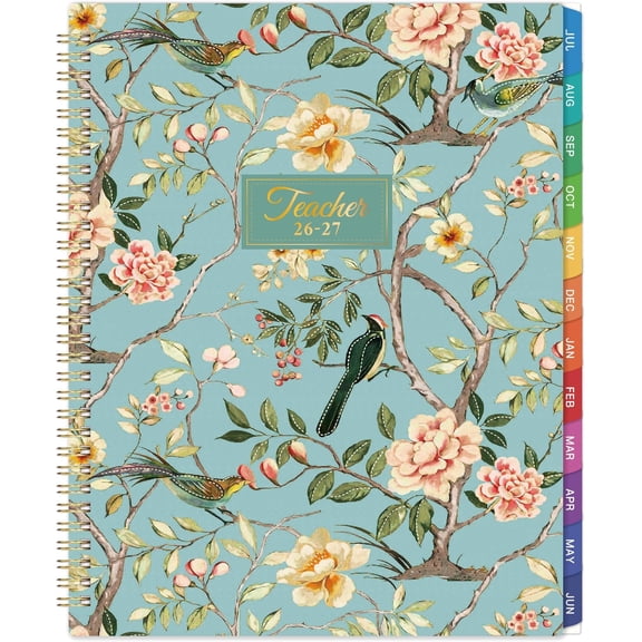 Teacher Planner 2026-2027, Teacher Lesson Planner 2026-2027, July 2026 - June 2027, 8.42" x 11.02", Version Inner Paper with Spiral Bound, Colorful Monthly Tabs