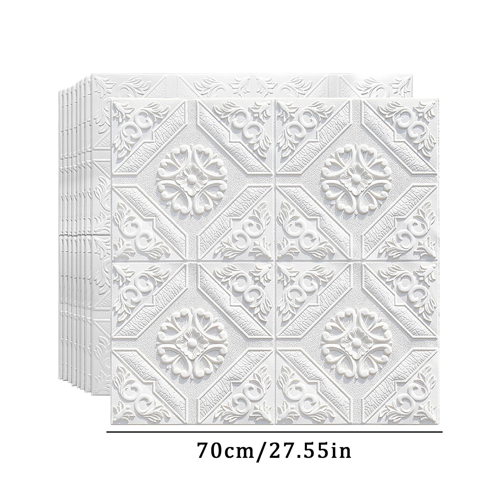 3Pcs 3D Wall Panels Peel and Stick, White Brick Printable 3D Wallpaper and Peel Self Adhesive Waterproof Foam Faux Brick Paneling for Bedroom, Bathroom, Kitchen, Fireplace 27"