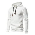 thumbnail image 2 of Momasggi Men’s Hoodies Long Sleeve Pullover Tops Waffle Hoodie Casual Drawstring Hooded Sweatshirt Solid Color Outdoor Hoodies with Pockets White 2XL, 2 of 9