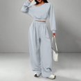 thumbnail image 4 of Womens 2 Piece Outfits Off The Shoulder Long Sleeve Tops and Wide Leg Sweatpant Sets,Oversized Tracksuit Outfits,Fashion Lounge Wear Sets,Jogger Loose Loungewear Gym Fitness Activewear Set Light Ashy, 4 of 8