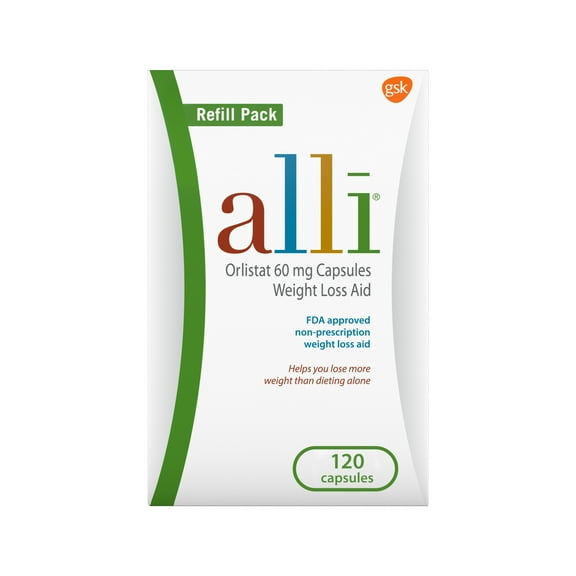 Alli Orlistat Diet Weight Loss Supplement Pills, 60 Mg, 120 Ct