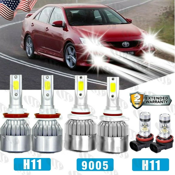 For Toyota Camry 2007-2014 LED Headlight Hight/Low Fog Light Bulbs Combo Kits