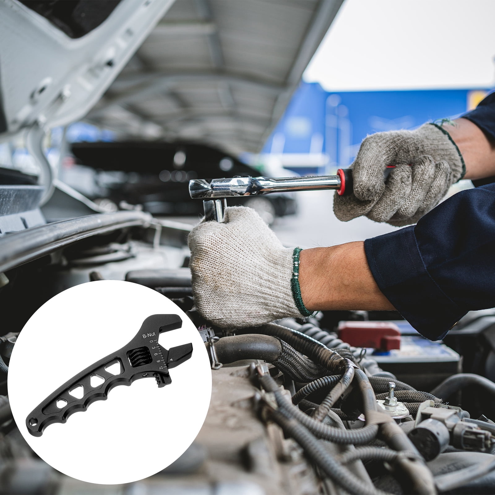 1pcs 7" Adjustable Wrench Aluminum Alloy Plumbers Wrench AN3-AN16, Black
