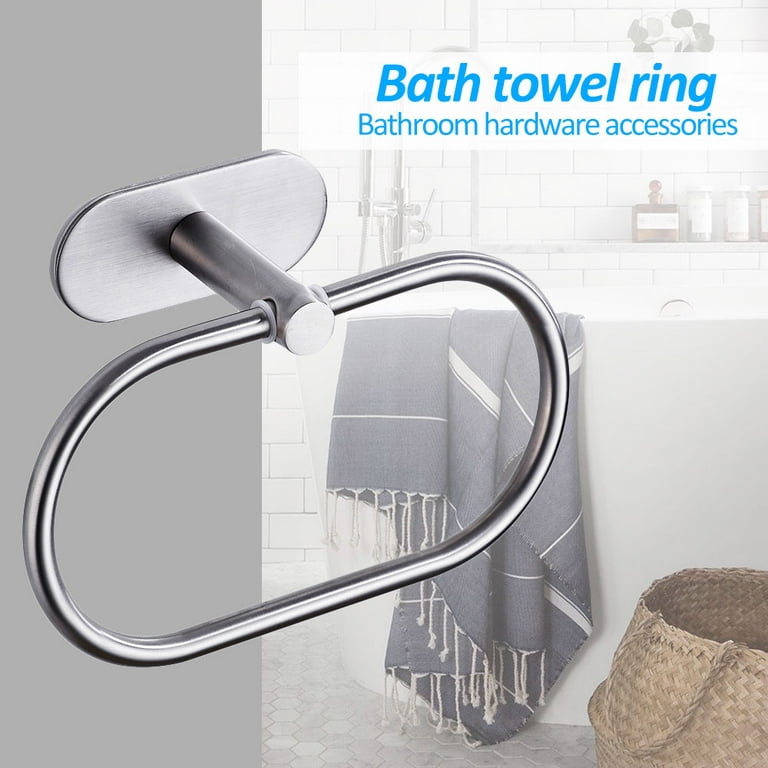 VAEHOLD Self Adhesive Hand Towel Holder for Bathroom, Silver Towel Rack  Towel Ring Hanger Towel for Kitchen No Drilling - SUS 304 Stain