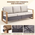thumbnail image 6 of Gymojoy 4 Pieces Outdoor Patio Furniture Set with Fire Pit Table, 3-Seater Sofa and Swivel Rocking Chairs, Patio Conversation Sets for Porch Deck Garden Backyard, 6 of 13