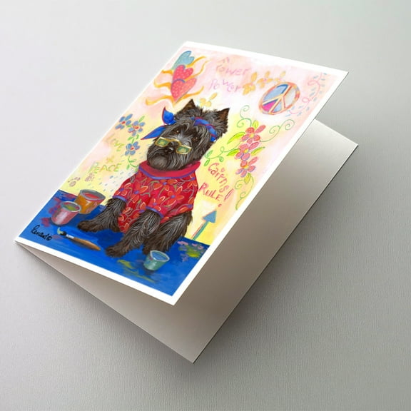 Cairn Terrier Hippie Dippie Greeting Cards and Envelopes Pack of 8