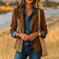 thumbnail image 4 of Zivyakyro Long Sleeve Women Blazer Button down Fall Women Jacket Casual Loose Faux Leather Plain Outerwear Brown L, 4 of 6