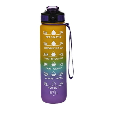 

Augper Motivational Water Bottle With Time Marker 32oz Squeezing Ejection Opening BPA Free With Leakproof Wide Mouth And Fast Water Flowing For Outdoor Sport