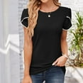 thumbnail image 2 of XMMSWDLA Womens Tops Eyelet Embroidery Summer Spring Fashion Clothes Going Out 2024 Casual Short Sleeve Blouse T Shirts V Neck Tops for Women, 2 of 9