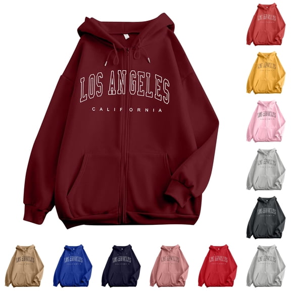 Bigetiay Women Hoodies Zip up Hoodie Thermal Lightweight Sweatshirts for Casual Women's Sweatshirts Red Jacket Women, Size S