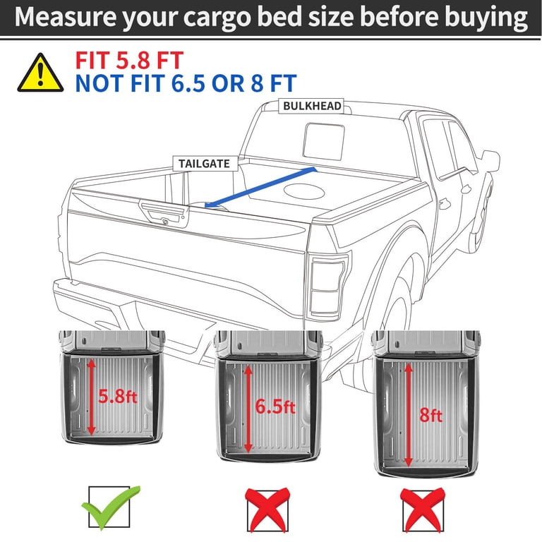 Kikito Professional FRP Hard Tri-Fold Truck Bed Tonneau Cover For 2007-2025 Silverado Sierra 1500 With 6.6ft (78.8-78.9in) Bed