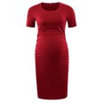 thumbnail image 1 of Zwiiyzr 2025 Robe d'Allaitement pour Femmes Enceintes, Couleur Unie, Col Rond, Manches Courtes, Rouge pour l'Allaitement, 1 of 4