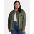 thumbnail image 2 of Time and Tru Women's and Women's Plus Ribbed Shirt Jacket with Hood, Sizes XS-4X, 2 of 6