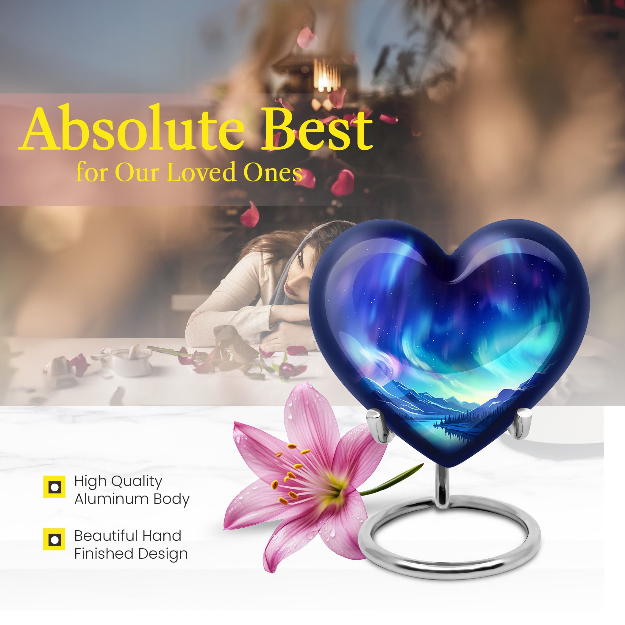 River Heart Urns For Human Ashes Keepsake - Urns For Human Ashes Adult Female Mom - Cremation Urn For Adults - Mini Urns For Ashes Heart - Urn For Ashes For Men - Remains Urn (Size - 3inch, 1pcs)