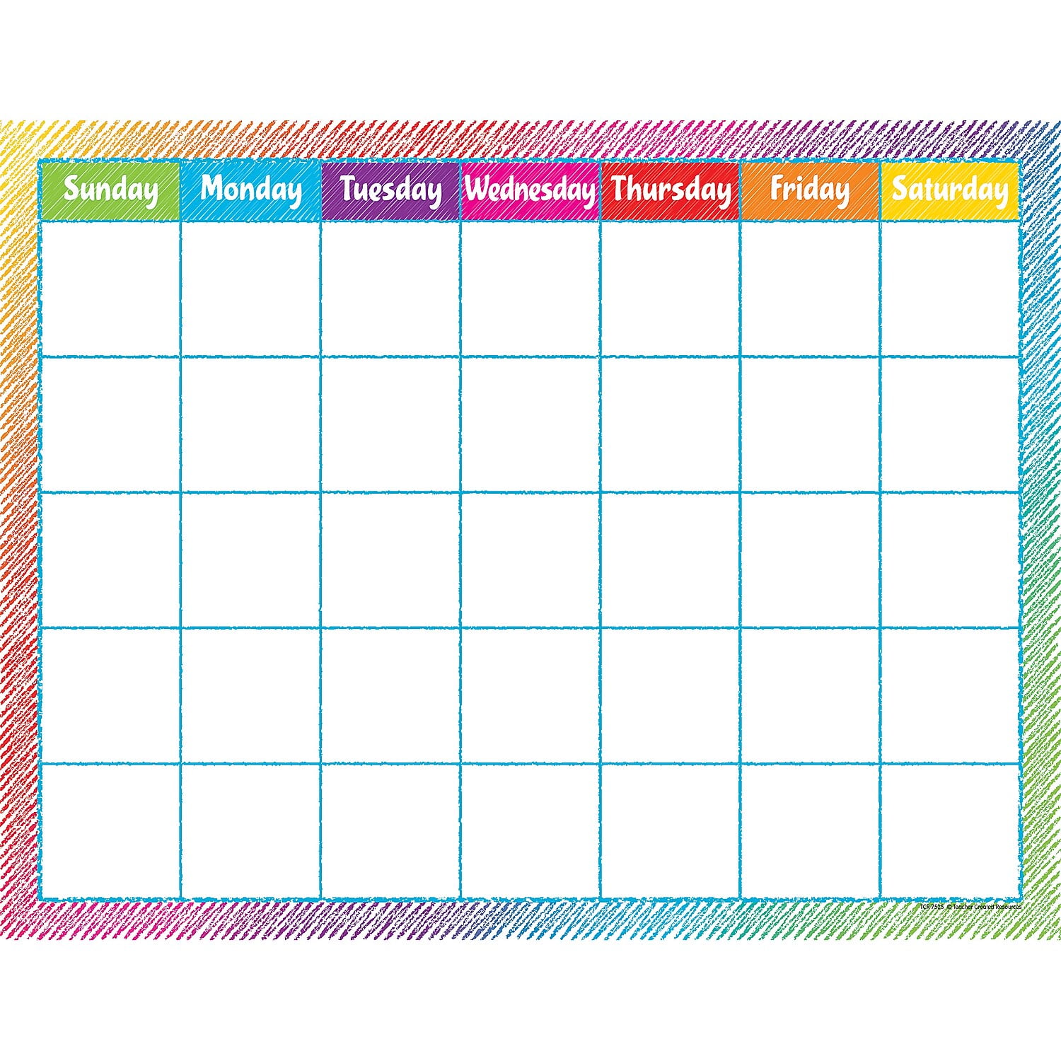 Teacher Created Resources Colorful Scribble Calendar Chart, 6 Count