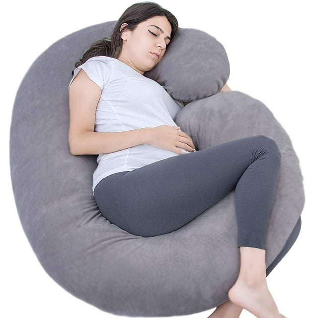Almohada de Embarazo Midle One Gris Oscuro Forma de C para Maternidad y Mujeres Embarazadas