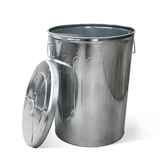 20 Gallon Metal Trash Can with Lid Outdoor 20 Gal Galvanized Trash Can with lid Large Metal Garbage Bucket for Feed Storage Garage Farmhouse, Galvanized Steel