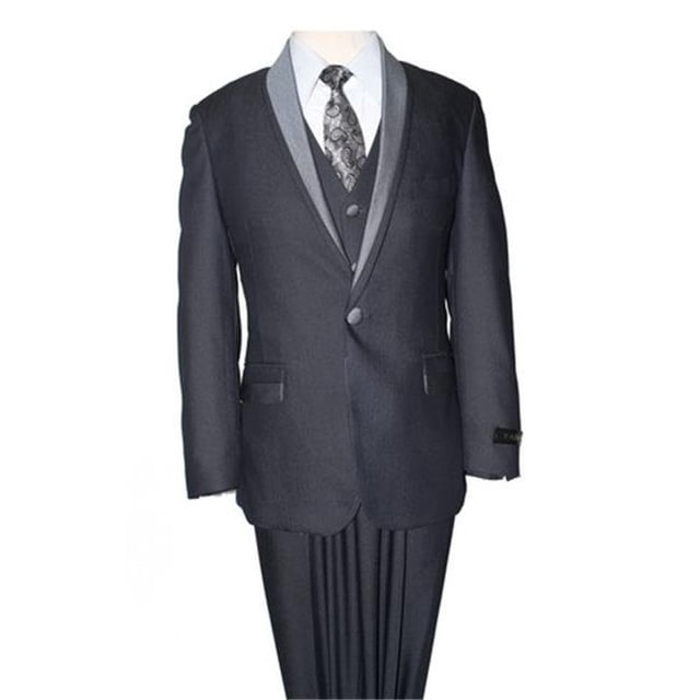 Tazio 1 Button Vested Notch Lapel Boys Suits, Grey - 5