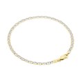 thumbnail image 4 of Nuragold 14k Real Yellow Gold Solid Mariner 3mm Anchor Chain Pave Diamond Cut Bracelet (7"-9") Two Tone Italian Jewelry for Men & Women, 4 of 10