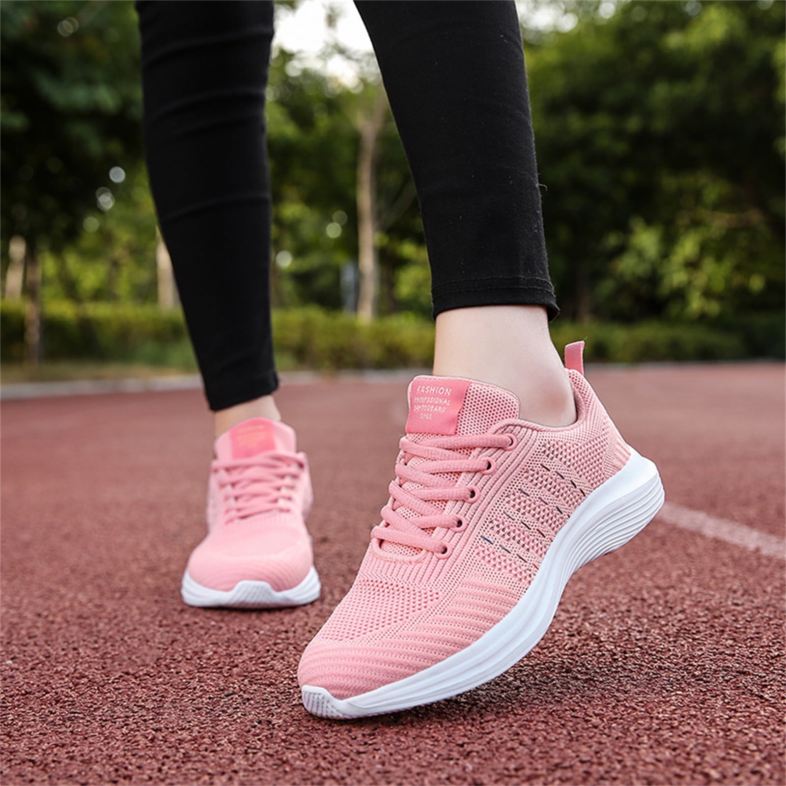 Gubotare Womens Sneakers Women's Slip on Casual Sneakers Comfortable Tennis  Shoes Work Nurse Flat Shoes,Pink 7.5