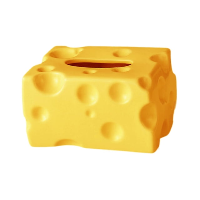 Caja de pañuelos de cerámica Caja de pañuelos con forma de queso Servilletero Dispensador de pañuelos para inodoro Baño de casa Dormitorio de hotel Amarillo