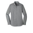 thumbnail image 3 of Port Authority Adult Female Women Plain Long Sleeves Shirt Gusty Grey Small, 3 of 4